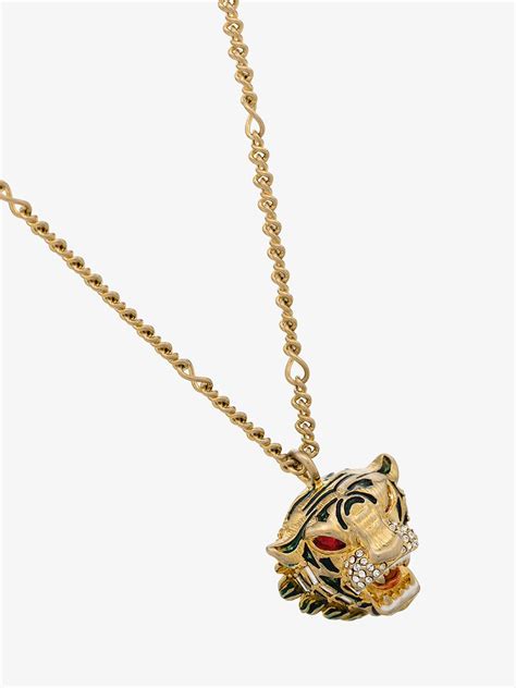 gucci heart charm necklace|Gucci tiger head necklace.